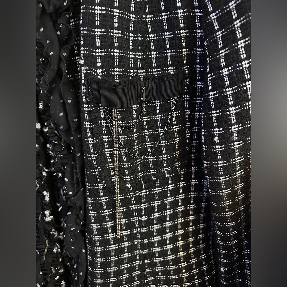 White House Black Market Black and White Checkered Blazer Size 14 - Picture 3 of 12